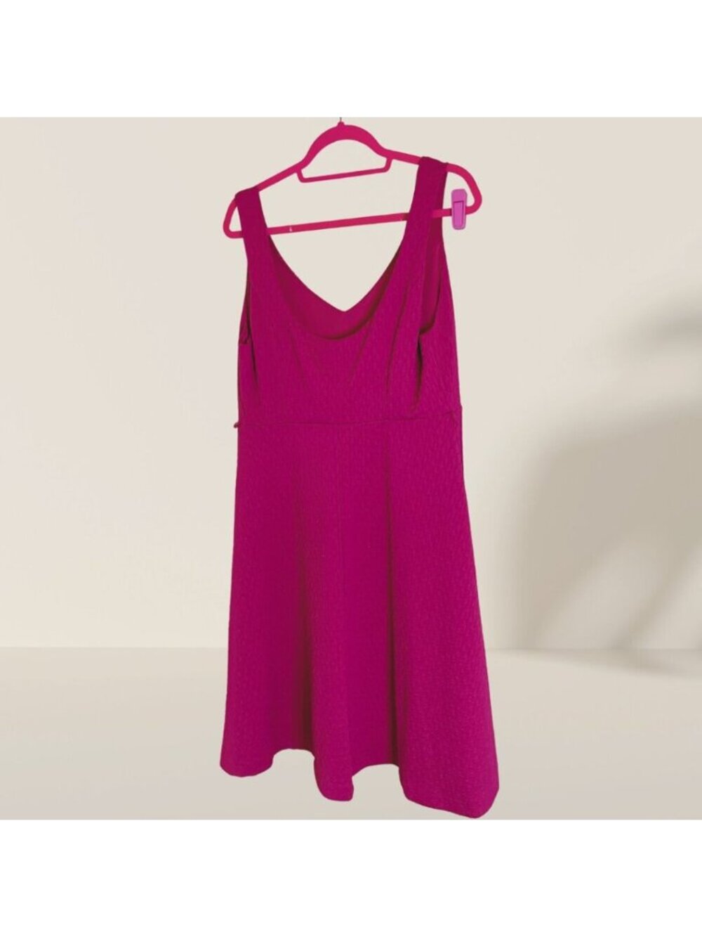 Magenta Sleeveless V-Neck Fit & Flare Dress - Picture 3 of 3